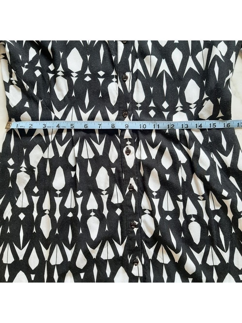 Osklen Designer Mod Geo Print Button Front Dress - Picture 15 of 15